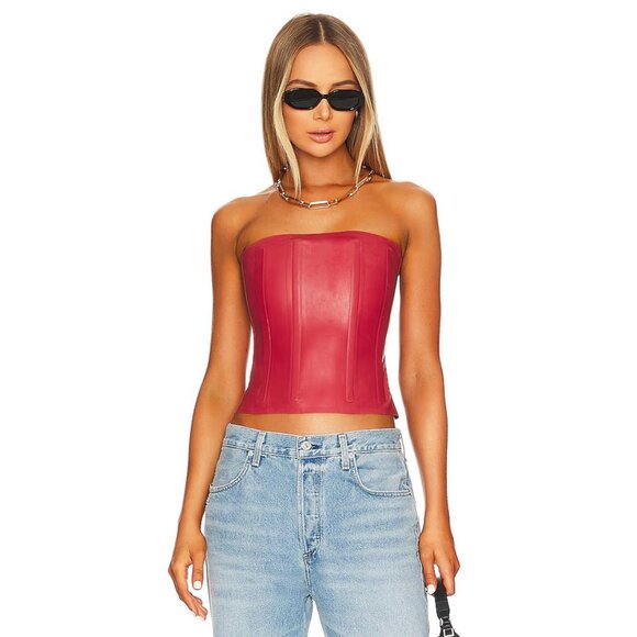 Miaou Tops - Miaou Libra Corset in Strawberry Red Latex S NWT $395